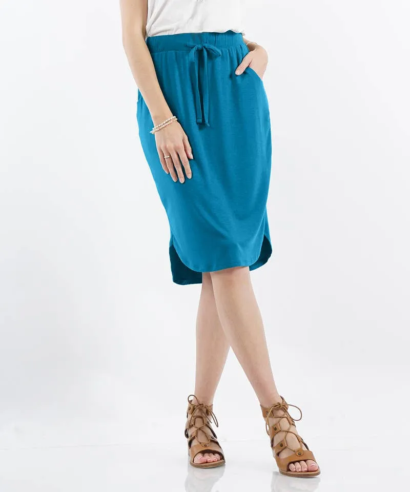 ,._ 42POPS* Elastic Waist Tulip Hem Skirt W/Pockets: L / BLACK-87568
