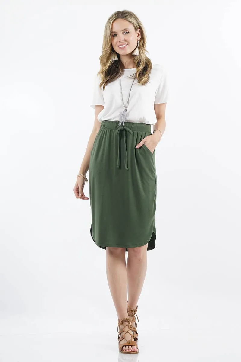 ,._ 42POPS* Elastic Waist Tulip Hem Skirt W/Pockets: L / BLACK-87568