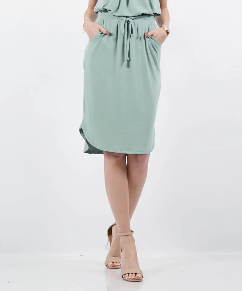 ,._ 42POPS* Elastic Waist Tulip Hem Skirt W/Pockets: L / BLACK-87568