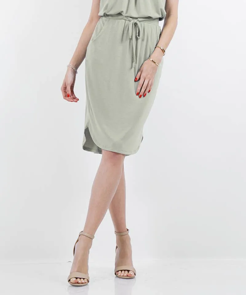 ,._ 42POPS* Elastic Waist Tulip Hem Skirt W/Pockets: L / BLACK-87568