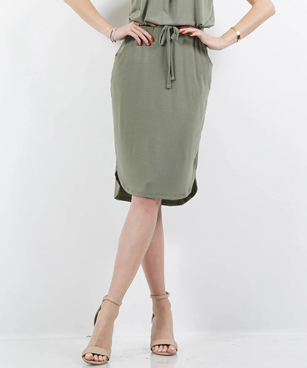 ,._ 42POPS* Elastic Waist Tulip Hem Skirt W/Pockets: L / BLACK-87568