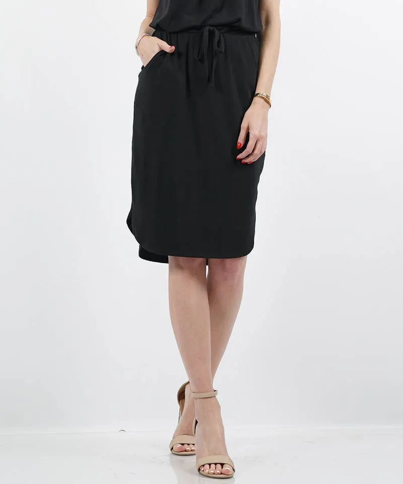 ,._ 42POPS* Elastic Waist Tulip Hem Skirt W/Pockets: L / BLACK-87568