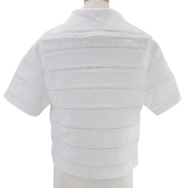 2024SS NEW CHANEL Short sleeve t shirt Ladies Tops Coco mark Lace Sailor collar Short sleeves Blanc (White) Cotton jersey 34