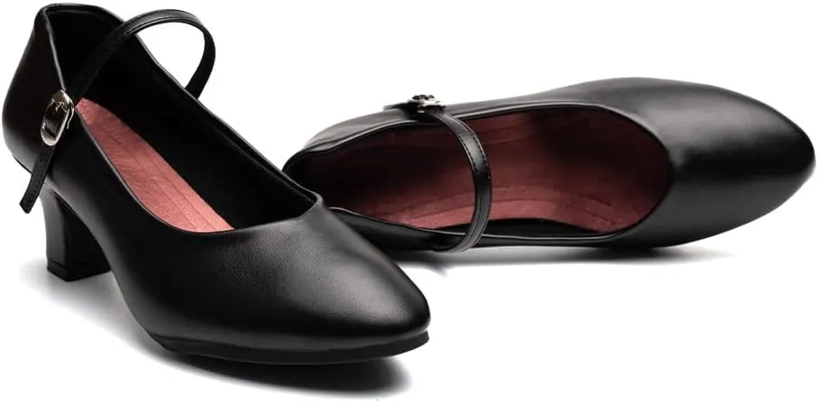 AOQUNFS Ballroom Dance Shoes Women Closed Toe Walts Salsa Latin Dance Shoes,FT-100