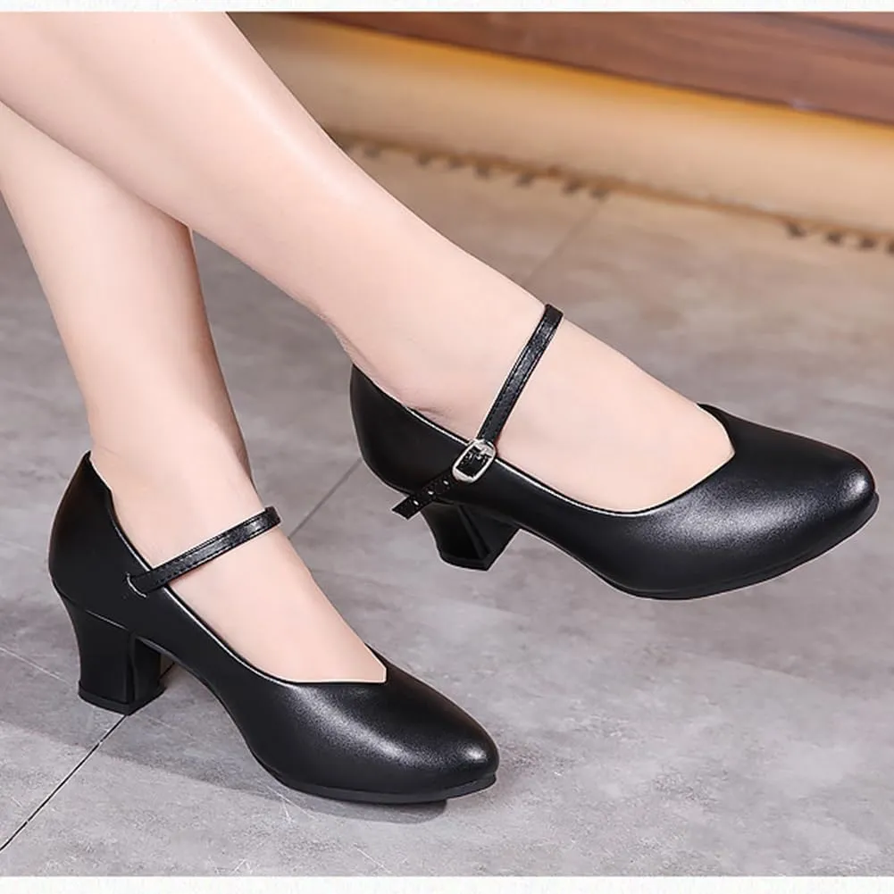 AOQUNFS Ballroom Dance Shoes Women Closed Toe Walts Salsa Latin Dance Shoes,FT-100