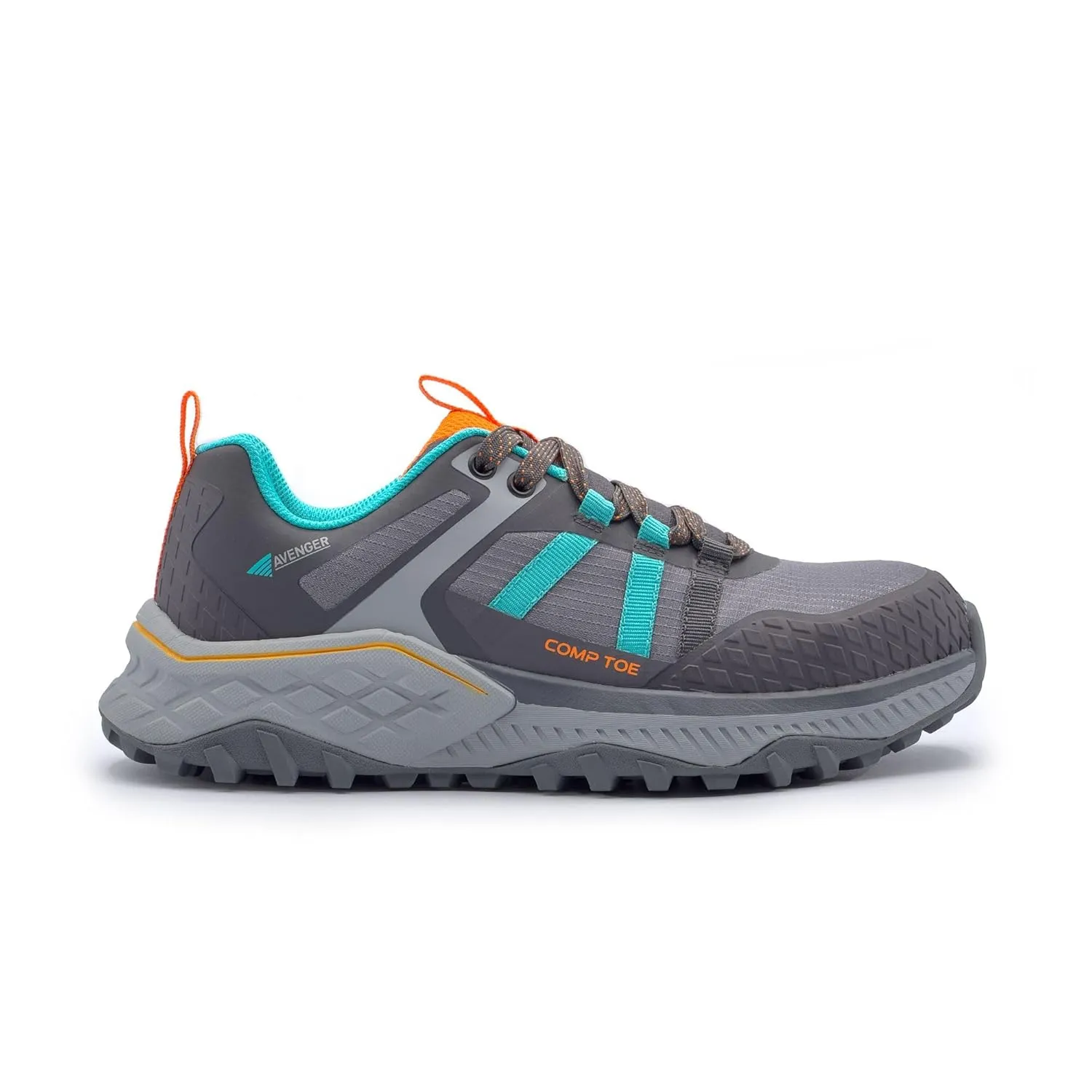 Avenger Work Boots Women's Composite Toe Aero Trail Industrial Shoe, Grey/Teal, 8.5