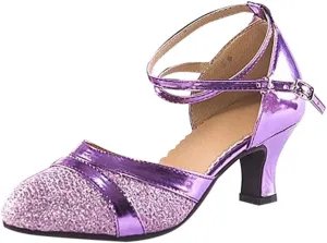 Ballroom Dance Shoes Women Glitter Party Shoes Closed Toe Tango Dancing Heels Latin Dance Shoe for Festival New Year