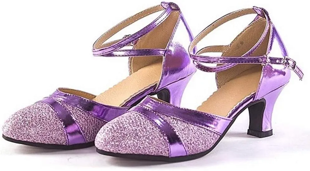 Ballroom Dance Shoes Women Glitter Party Shoes Closed Toe Tango Dancing Heels Latin Dance Shoe for Festival New Year