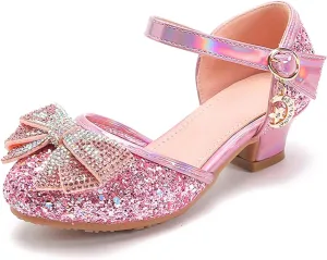 Baotou Hollow Children's High Heels Bow Rhinestone Shoes Performance Dance Crystal Shoes Girl's Size 1 Girls Sandals