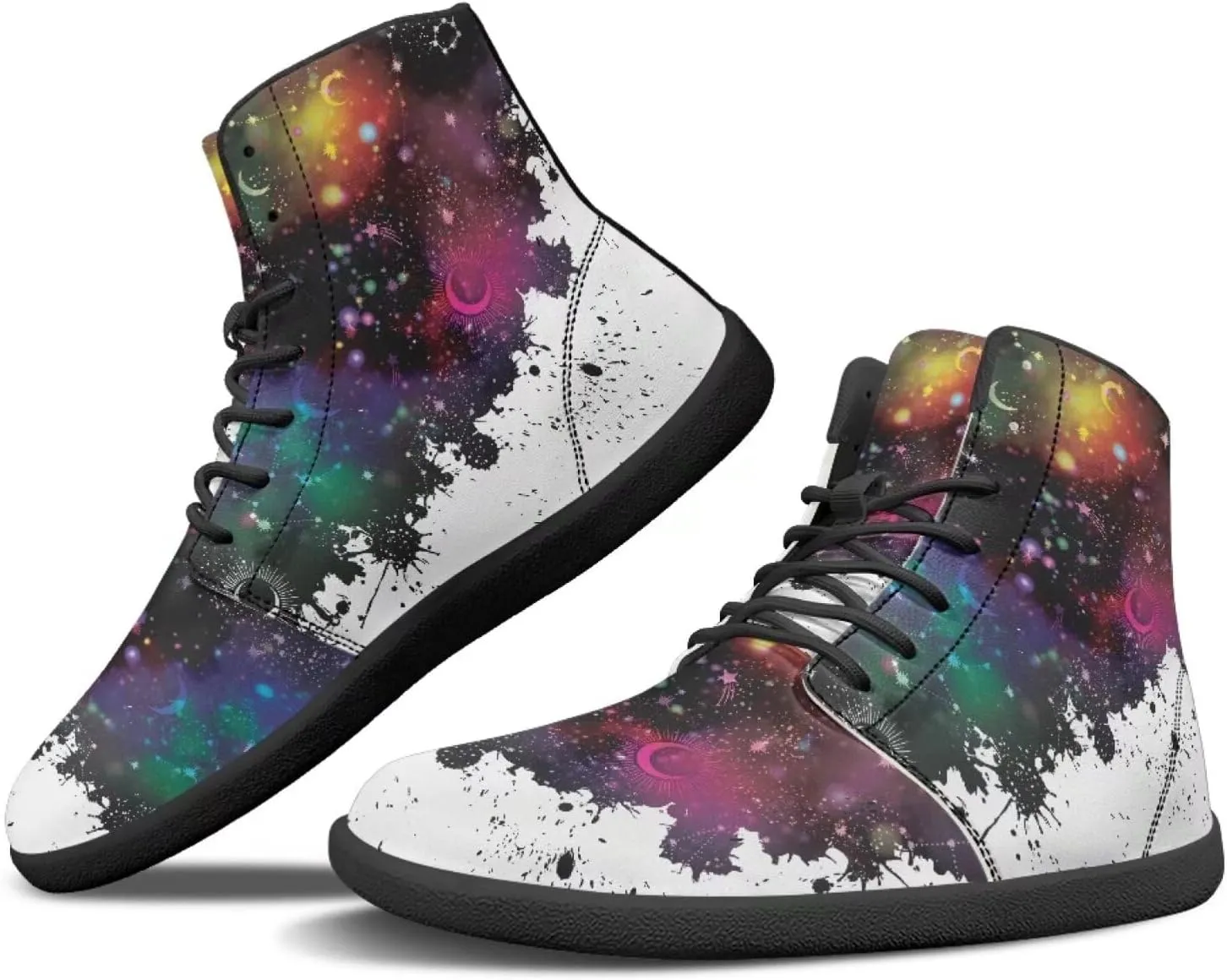 Binienty Unisex Men Women Barefoot Shoes Lace up High Top Minimalist Flat Sneakers Cross-Trainer Footwear