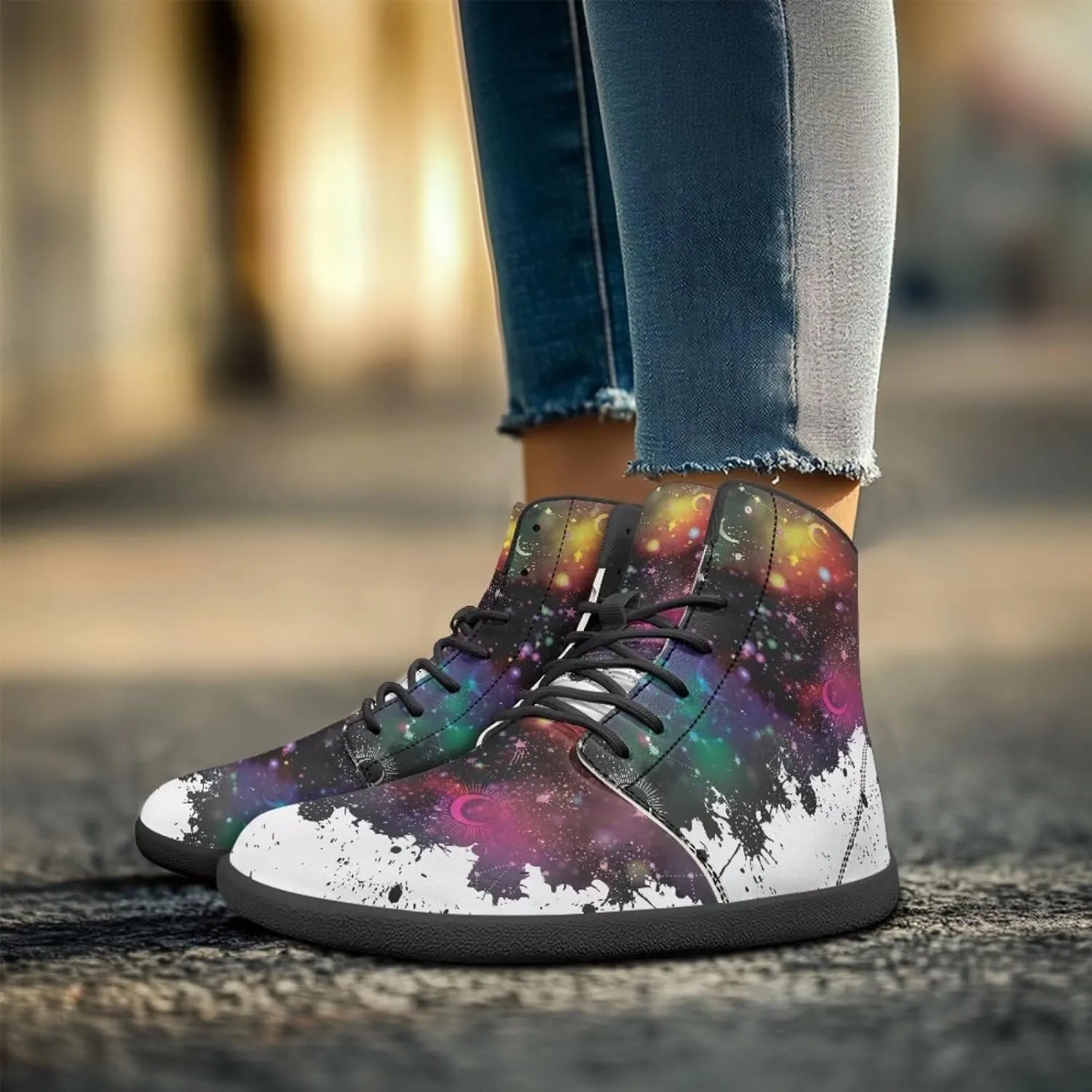 Binienty Unisex Men Women Barefoot Shoes Lace up High Top Minimalist Flat Sneakers Cross-Trainer Footwear