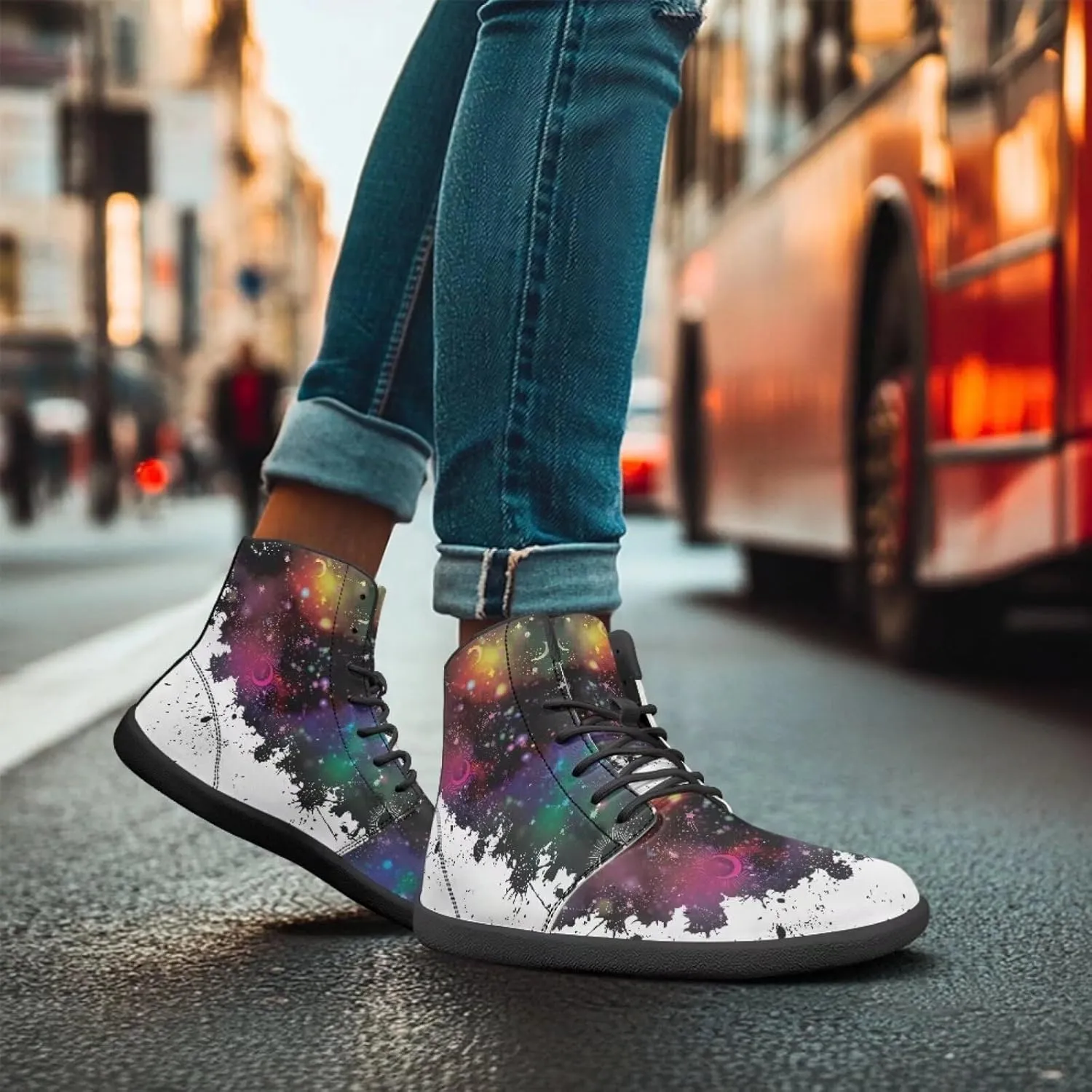 Binienty Unisex Men Women Barefoot Shoes Lace up High Top Minimalist Flat Sneakers Cross-Trainer Footwear