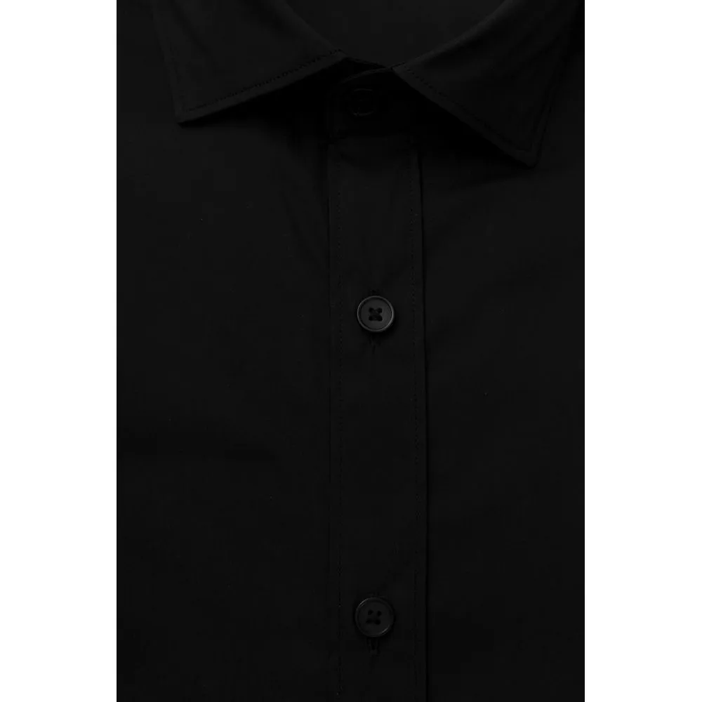 Black Cotton Men's Slim Shirt