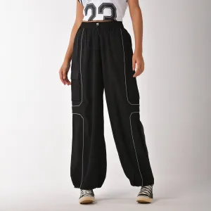 Black Piping Air Parachute Pants