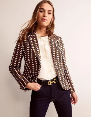 Canonbury Printed Blazer-Pumpkin, Chevron Geo