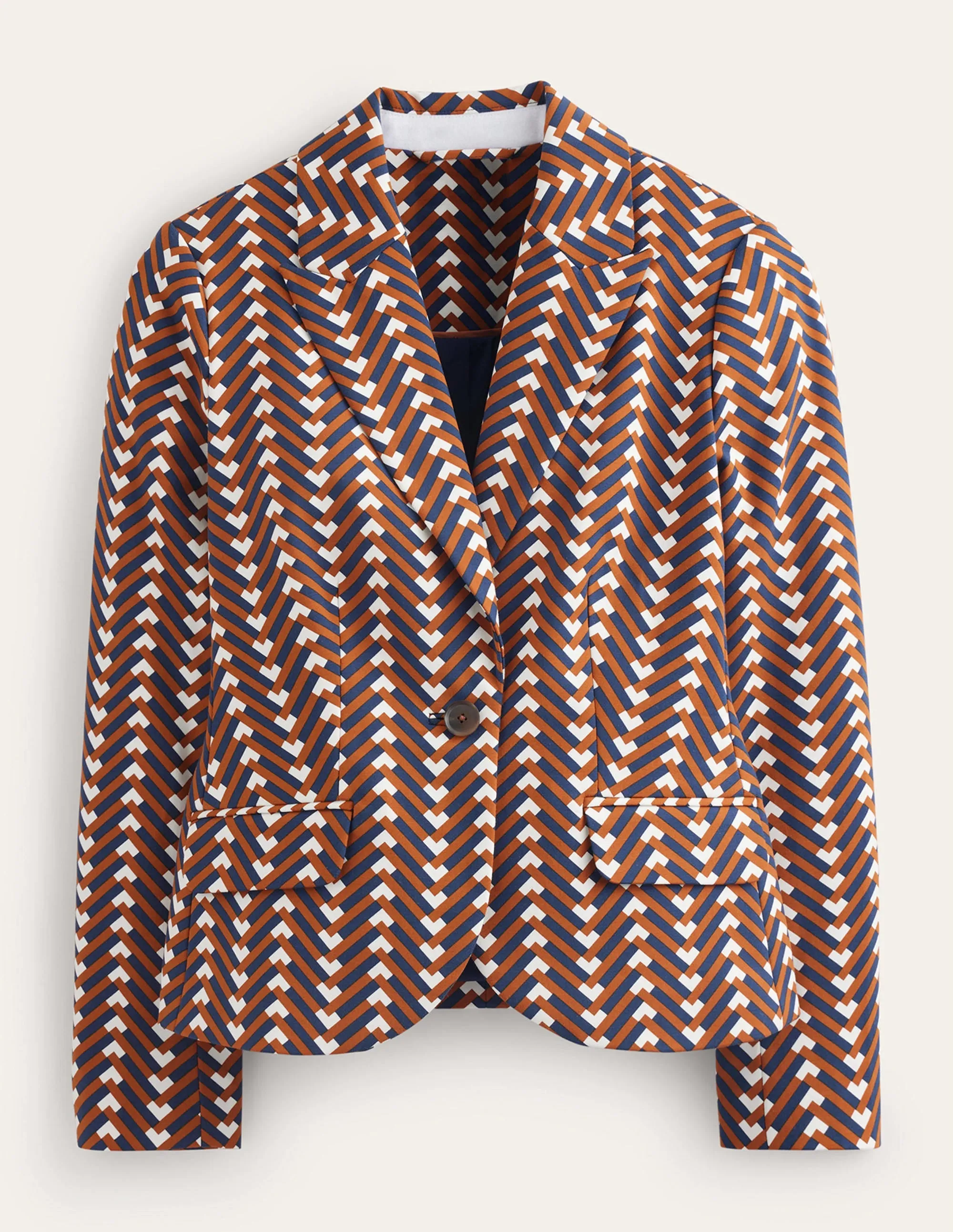 Canonbury Printed Blazer-Pumpkin, Chevron Geo