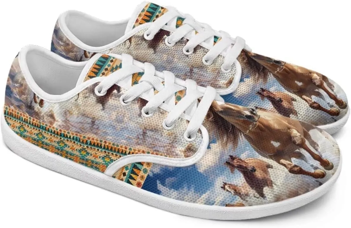 chaqlin Horse Sneaker Classic Lace-Up Low Top Tennis Shoes Wide Flat Running Walking Sneaker Non Slip Barefoot Shoe