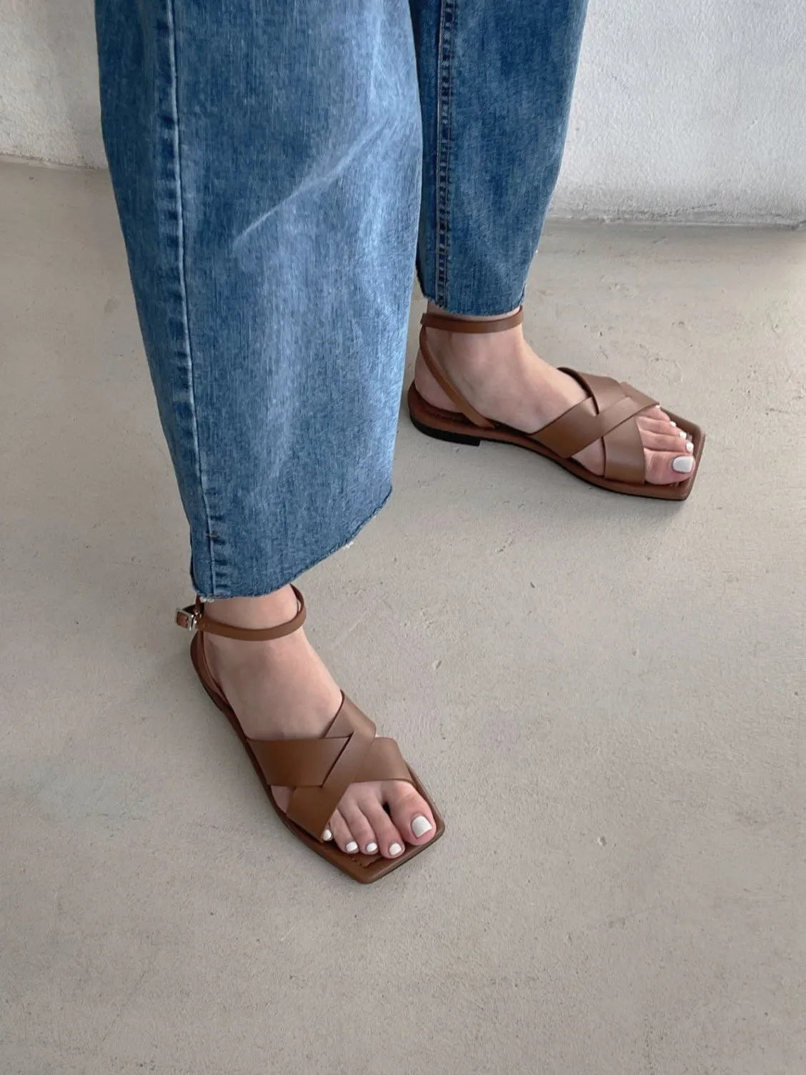 Cross Strap Flat Sandals
