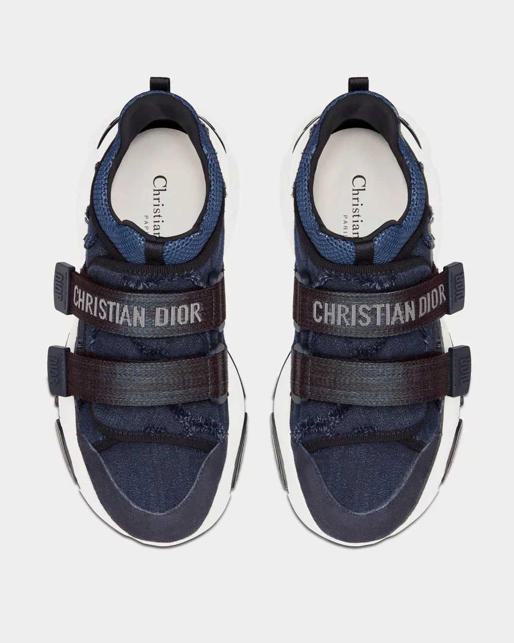 D-Wander Denim Blue Camouflage Technical Fabric Low Top Sneakers
