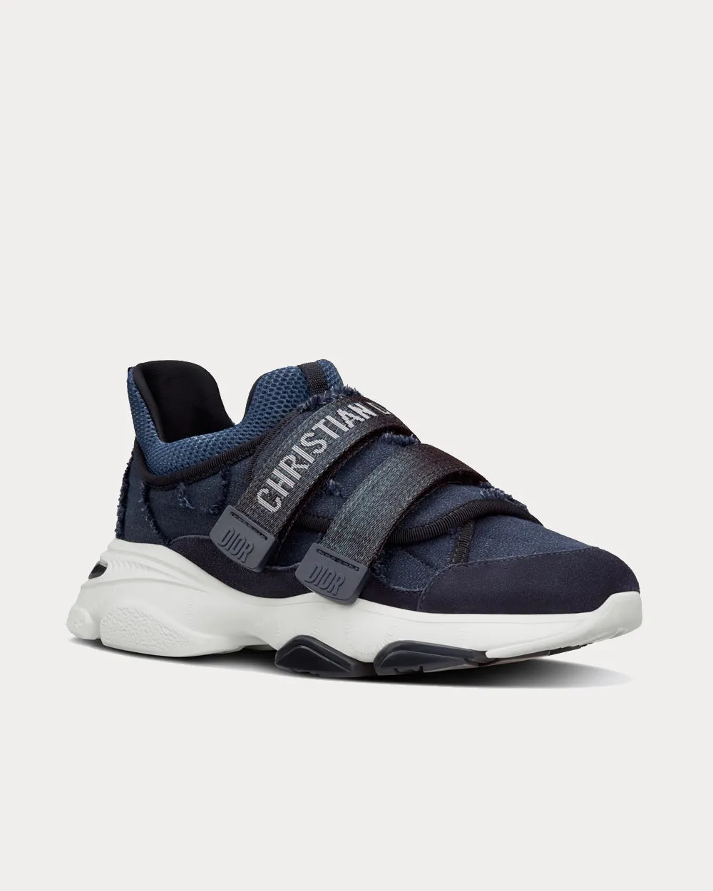 D-Wander Denim Blue Camouflage Technical Fabric Low Top Sneakers