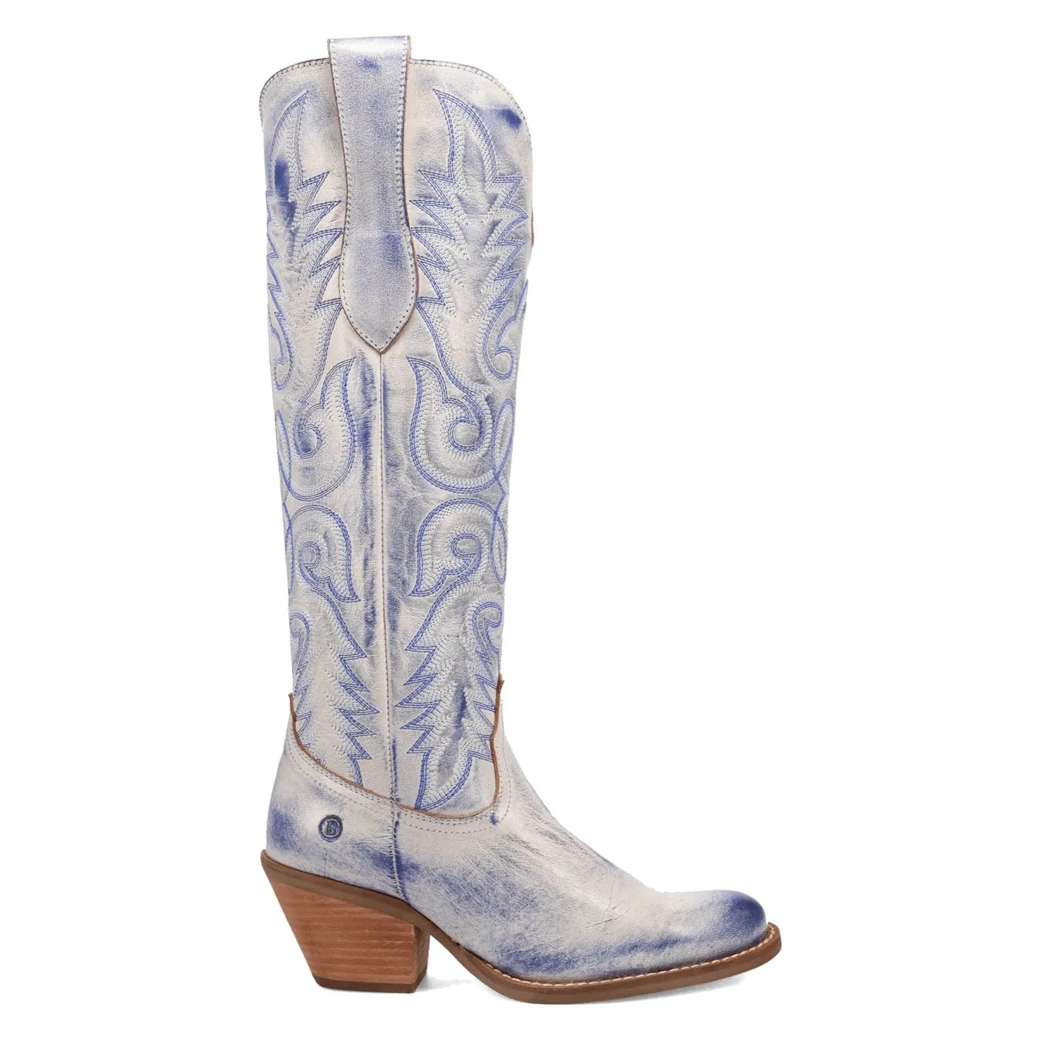 Dingo Womens Faded Love Blue Leather Cowboy Boots