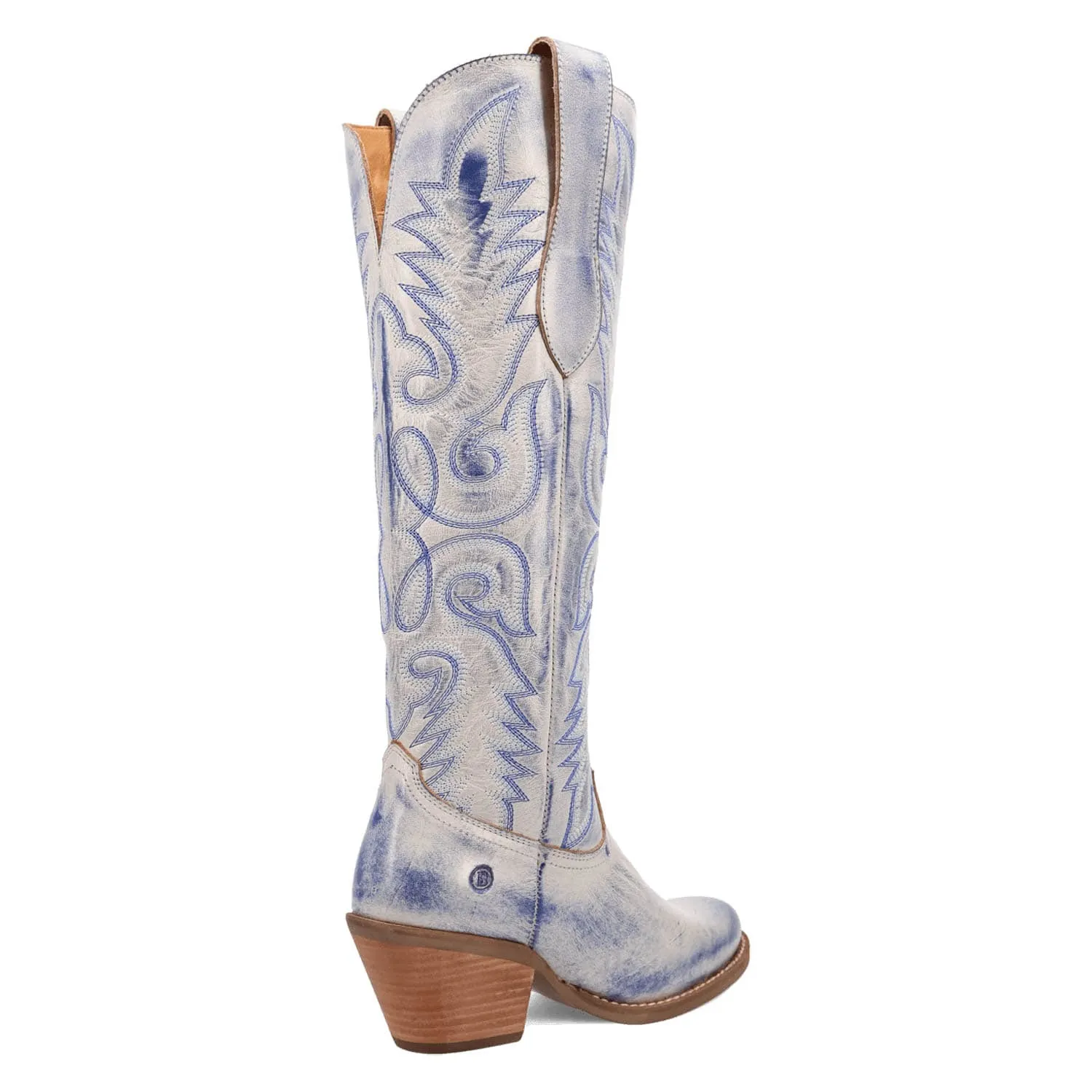 Dingo Womens Faded Love Blue Leather Cowboy Boots
