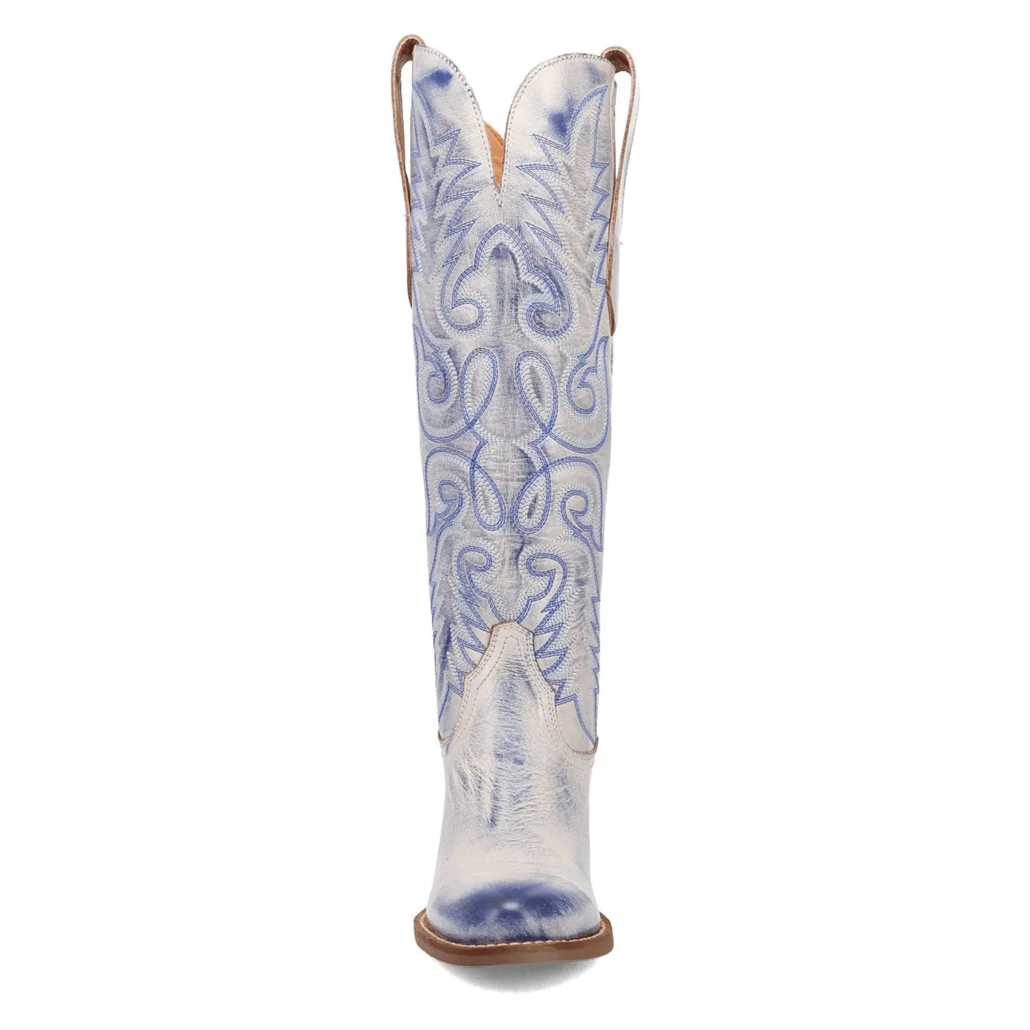 Dingo Womens Faded Love Blue Leather Cowboy Boots