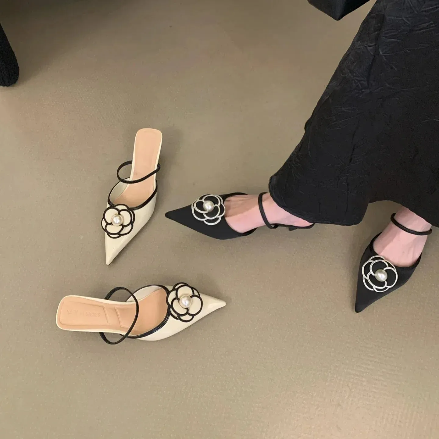 Elise toile Mule Pump