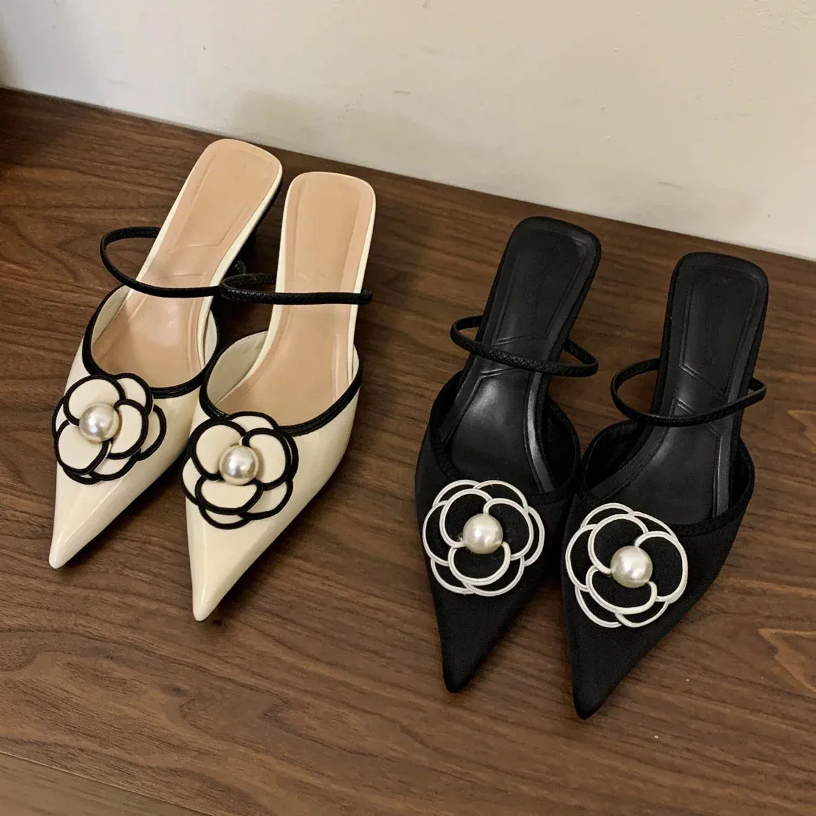 Elise toile Mule Pump