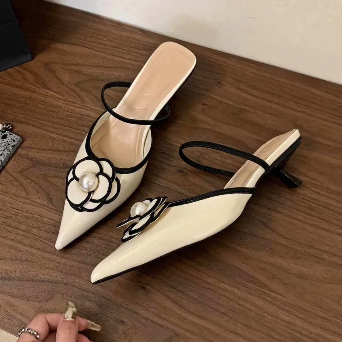Elise toile Mule Pump