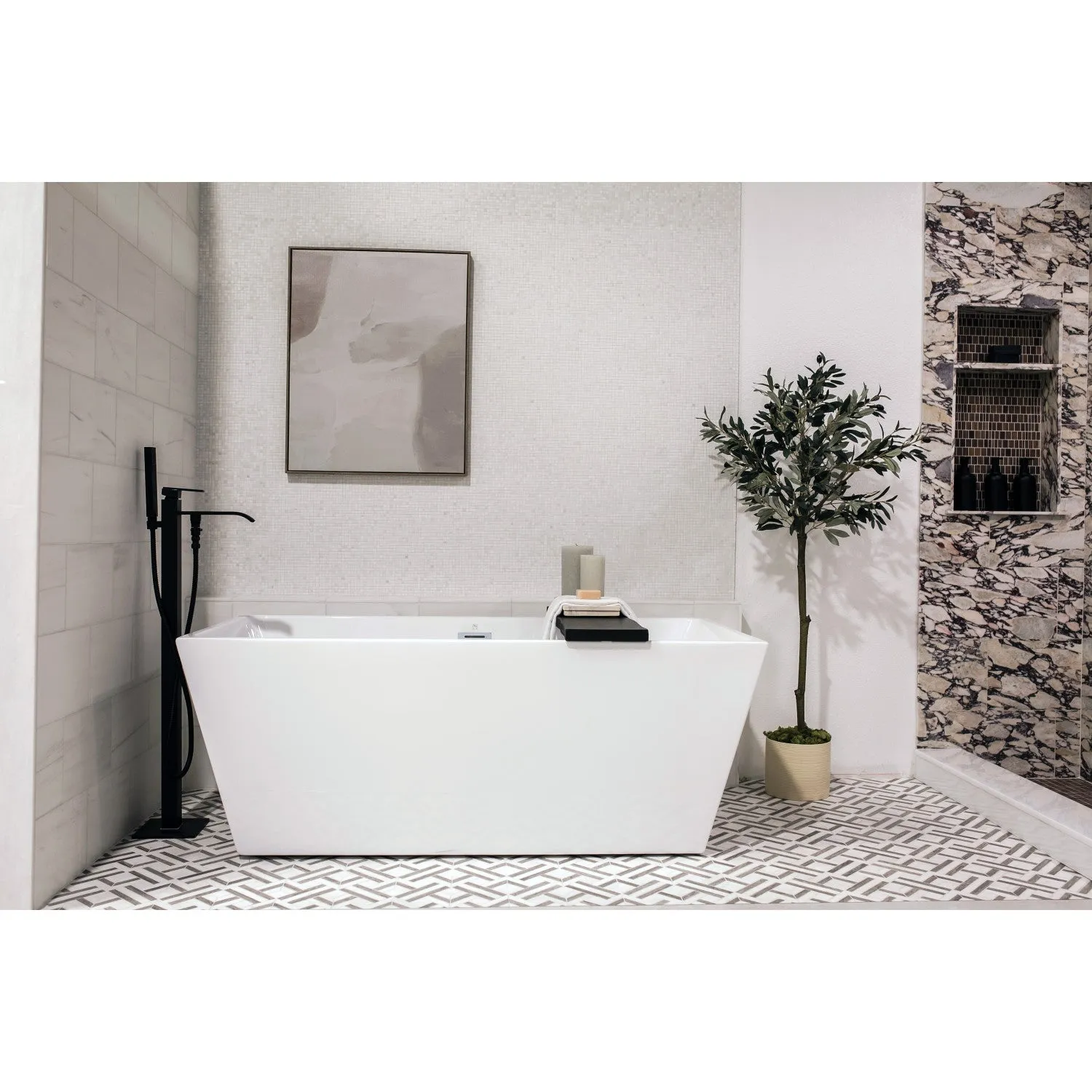 Executive KS4130QLL Single-Handle 1-Hole Freestanding Tub Faucet with Hand Shower, Matte Black