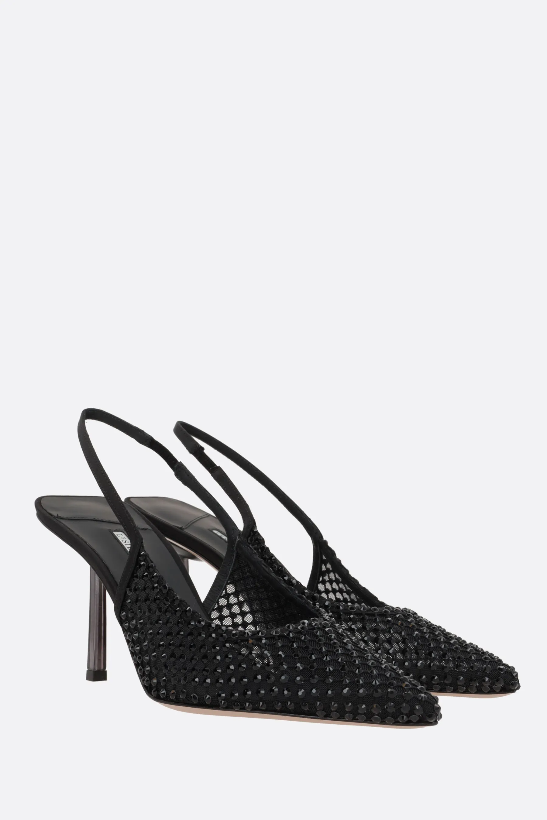 Gilda Crystal-Embellished Mesh Slingbacks