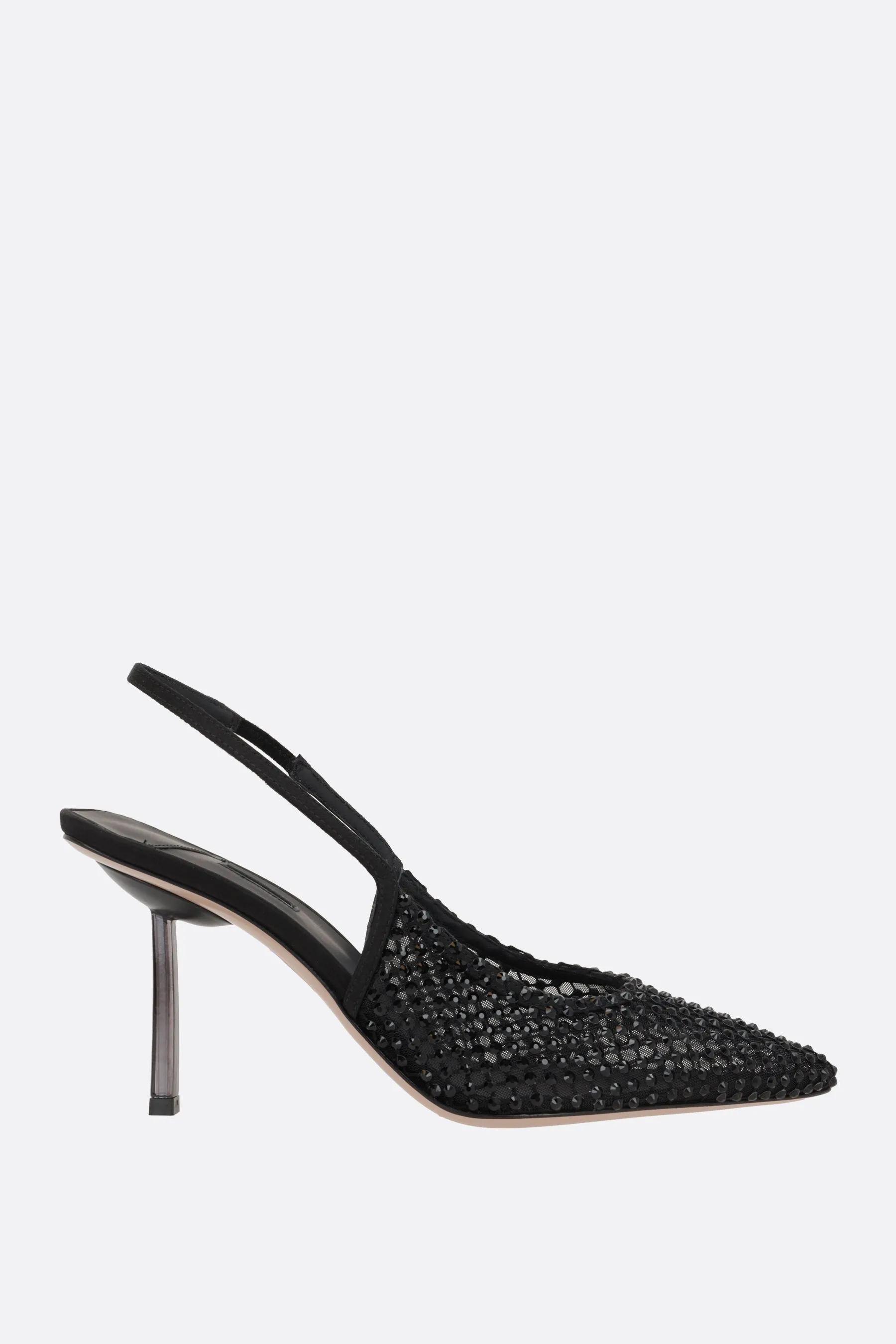 Gilda Crystal-Embellished Mesh Slingbacks