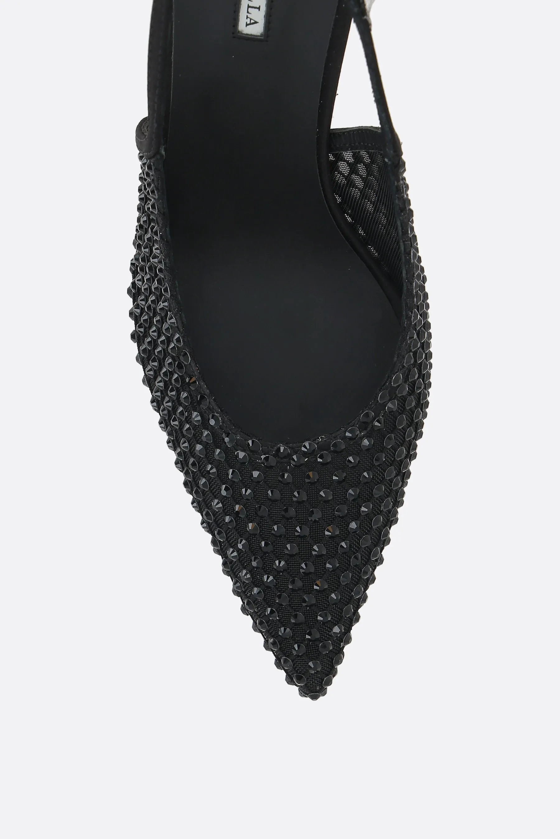 Gilda Crystal-Embellished Mesh Slingbacks