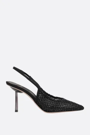 Gilda Crystal-Embellished Mesh Slingbacks