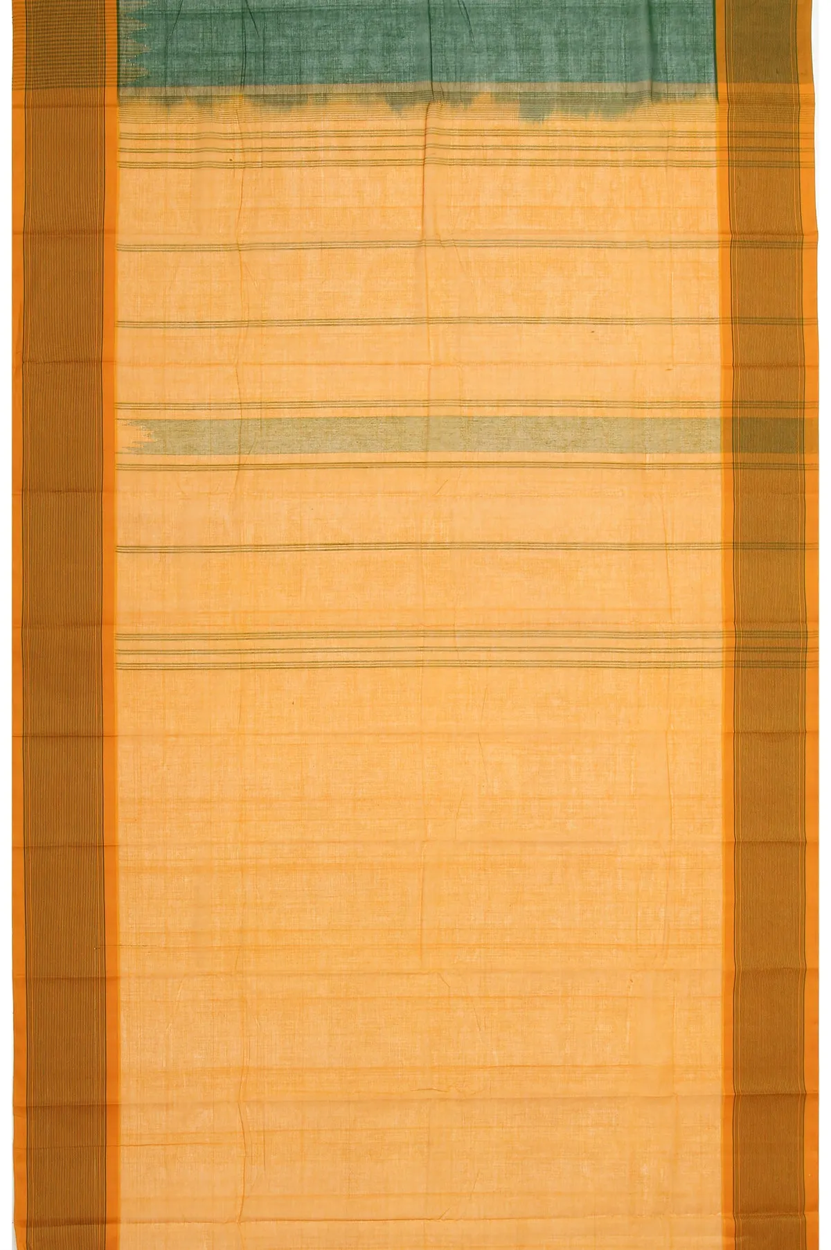 Green Kanchi Cotton Saree with Beige Plain Border