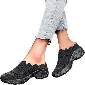 Hbeylia Women's Slip On Sneakers Walking Shoes Breathable Mesh Mule Slippers Hiking Work Nurse Shoes Lightweight Fashion Wedge Platform Chunky High Heels Sport Shoes For Women