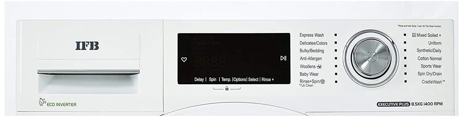 IFB Executive Plus VX ID 8.5 Kg Inverter Fully Automatic Front Load Washing Machine | In-Built Heater | 1400 RPM | Aqua Energie Technology