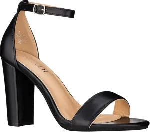 ILLUDE Womens Open Toe Ankle Strap Chunky Block High Heel - Formal, Wedding, Party Classic Heeled Sandals - Ruby