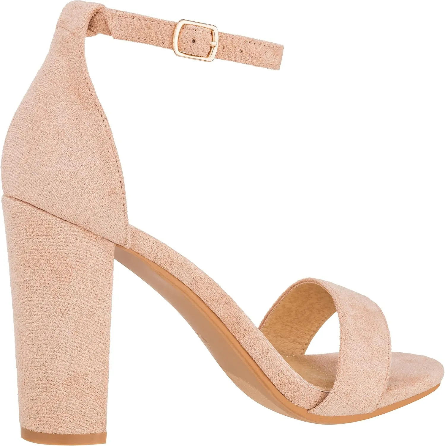 ILLUDE Womens Open Toe Ankle Strap Chunky Block High Heel - Formal, Wedding, Party Classic Heeled Sandals - Ruby