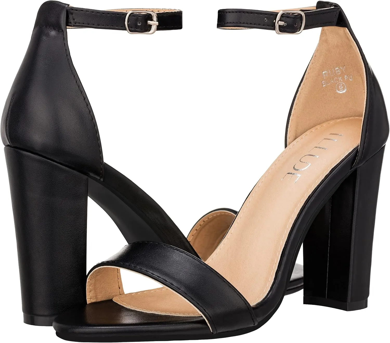 ILLUDE Womens Open Toe Ankle Strap Chunky Block High Heel - Formal, Wedding, Party Classic Heeled Sandals - Ruby