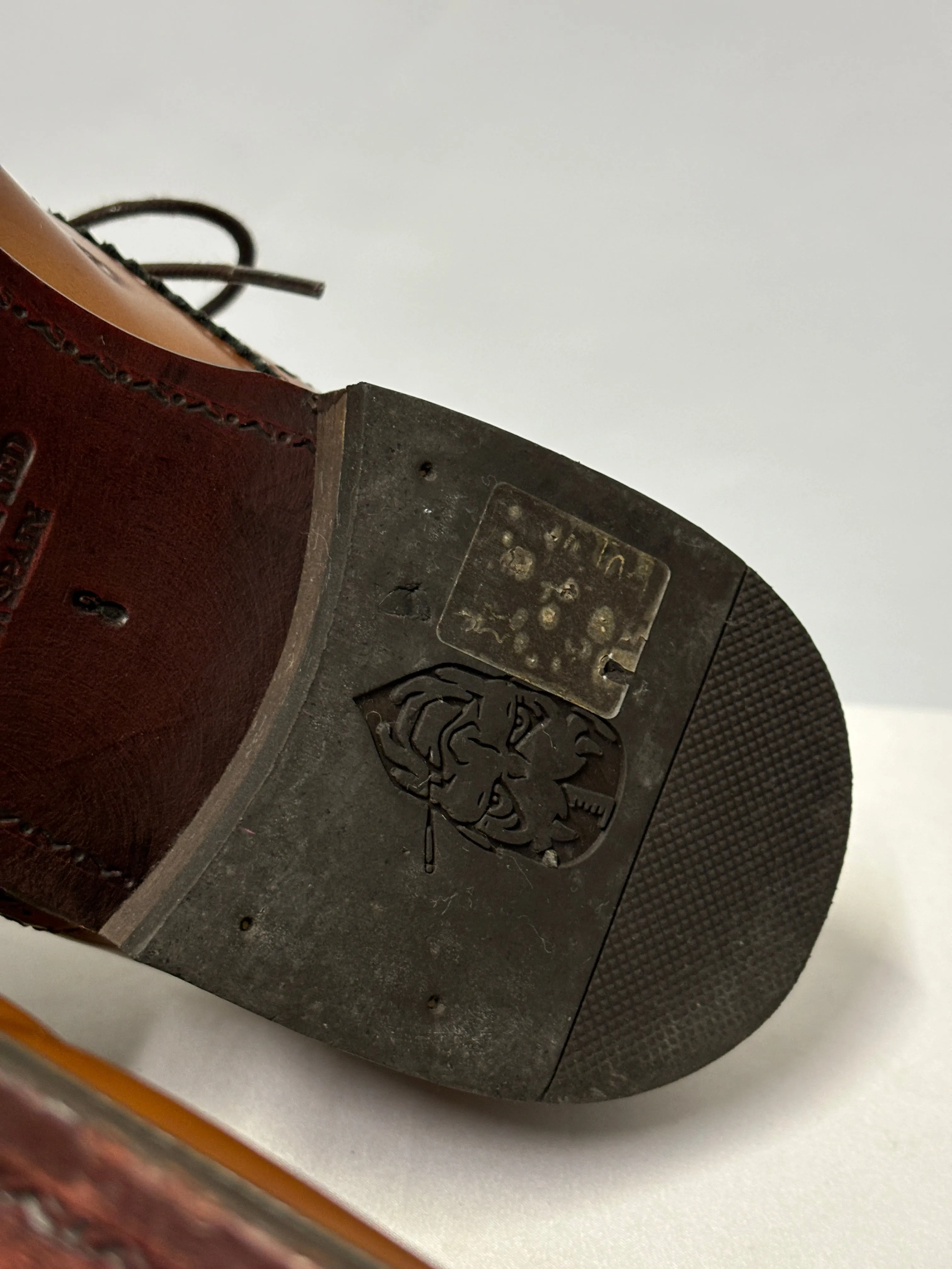 Jeffery West Brown Leather Muse Wingtip Gibson Shoes 8