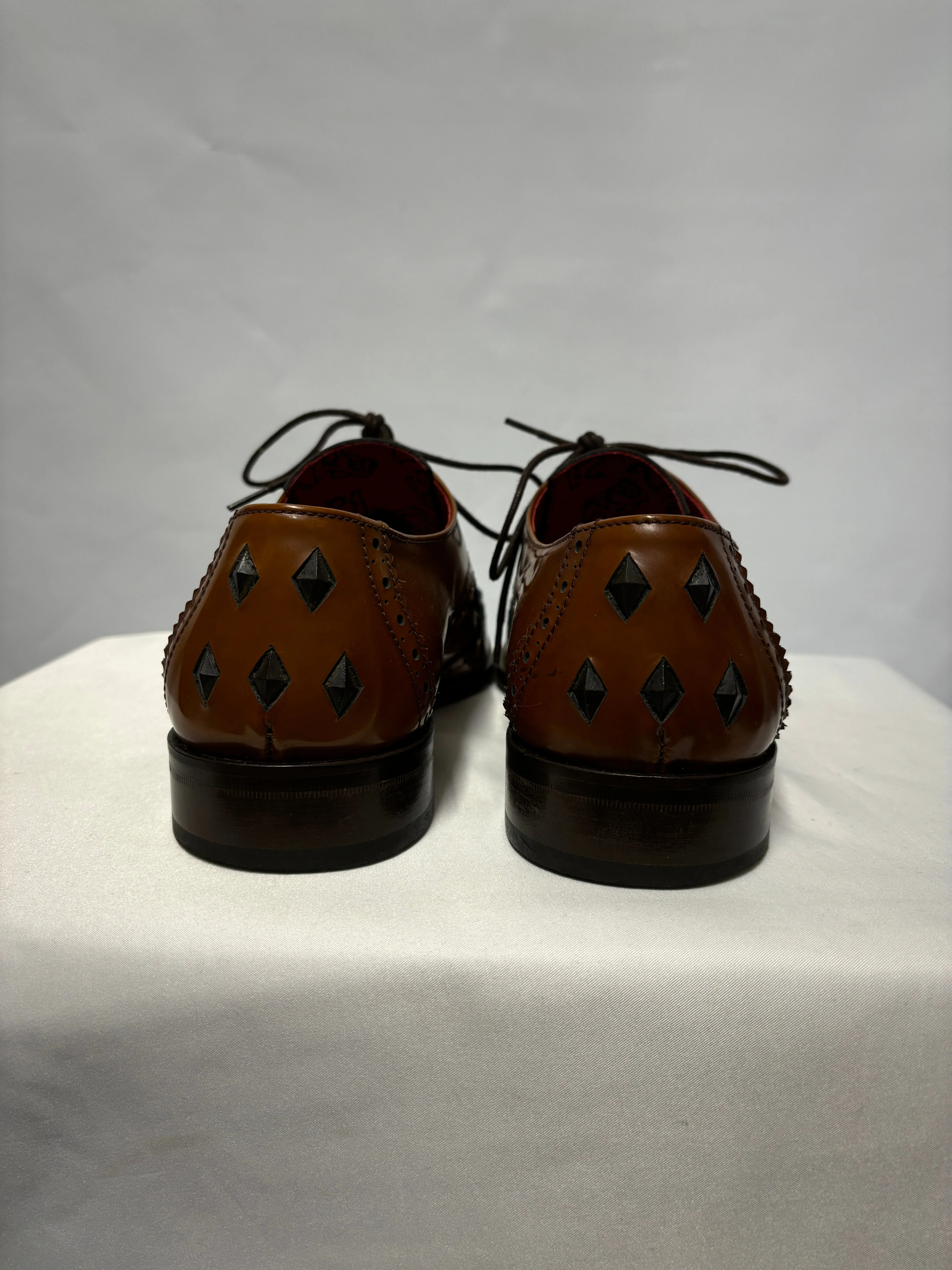Jeffery West Brown Leather Muse Wingtip Gibson Shoes 8