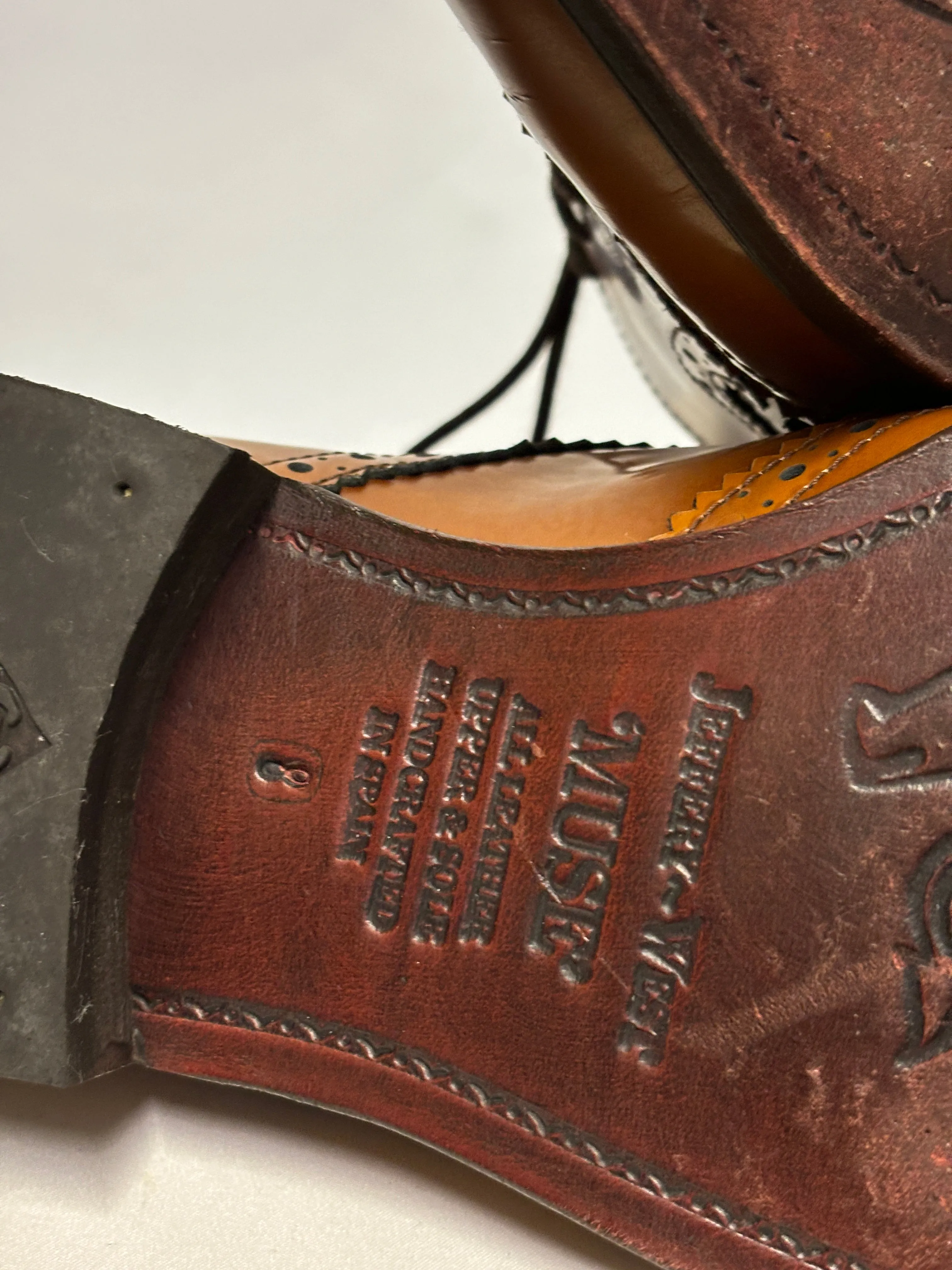 Jeffery West Brown Leather Muse Wingtip Gibson Shoes 8