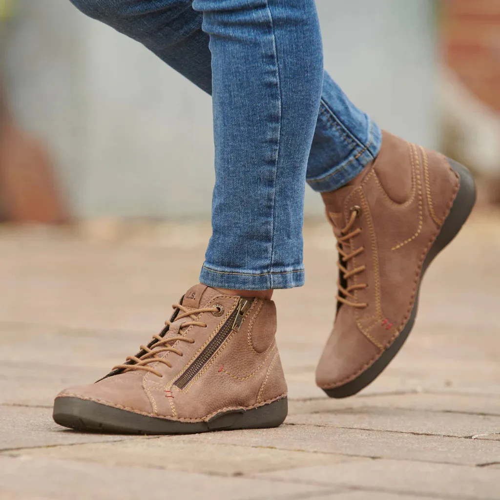 JOSEF SEIBEL Fergey 67 Castagne Nubuck/Leather Ladies Zip Lace Boot
