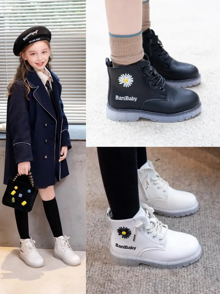 Kids Classic Boots, Black Lace-up Boots, School and Daily Wear, High-Top Design