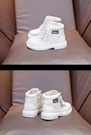 Kids Classic Combat Boots, Black Lace-up Boots, School and Daily Wear, High-Top Design