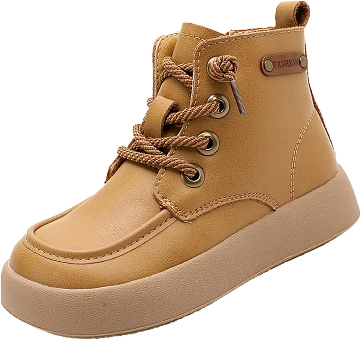 Kids School Ankle Boots for Little Child Classic Water-Proof Comfort Work Boot Unisex Lace-Up Outdoor Hiking Shoes