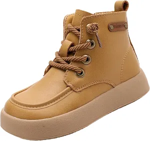 Kids School Ankle Boots for Little Child Classic Water-Proof Comfort Work Boot Unisex Lace-Up Outdoor Hiking Shoes