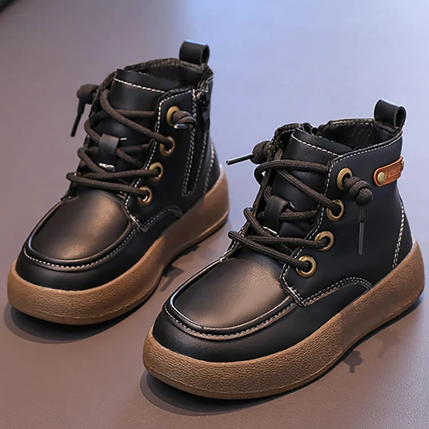 Kids School Ankle Boots for Little Child Classic Water-Proof Comfort Work Boot Unisex Rain Boots Youth Boys Size 5